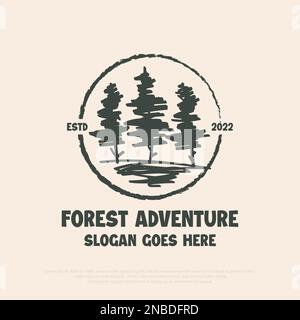 Wanderlust Forest Adventure Logo Logo Design Vektor, einfaches Logo für Outdoor Adventure Symbol Illustration Vorlage Stock Vektor