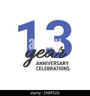 Logo zur Feier des 13. Jubiläums. Vektor-festliche Illustration. Realistisches 3D-Zeichen. Dekoration für Partyveranstaltungen Stock Vektor