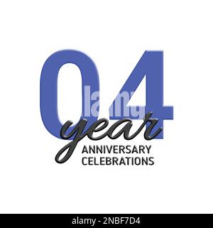 Logo zur Feier des 04. Jubiläums. Vektor-festliche Illustration. Realistisches 3D-Zeichen. Dekoration für Partyveranstaltungen Stock Vektor