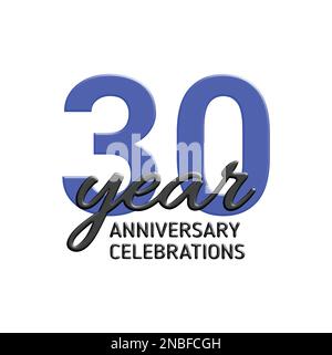 Logo zur Feier des 30. Jubiläums. Vektor-festliche Illustration. Realistisches 3D-Zeichen. Dekoration für Partyveranstaltungen Stock Vektor