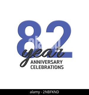 Logo zur Feier des 82. Jubiläums. Vektor-festliche Illustration. Realistisches 3D-Zeichen. Dekoration für Partyveranstaltungen Stock Vektor