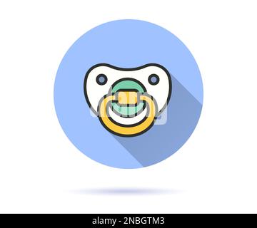 Symbol für Babysauger mit langem Schatten für Grafik und Webdesign. Stock Vektor