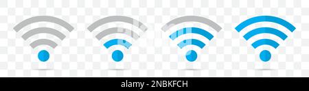 Satz blauer WLAN-Symbole in flachem Design Stock Vektor