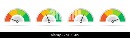 Satz von farbigen Bewertungssymbolen in flachem Design Stock Vektor