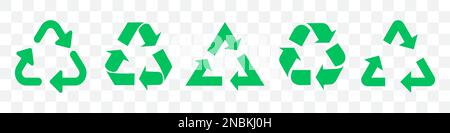 Satz grüner Pfeile zum Recycling. Vektordarstellung Stock Vektor