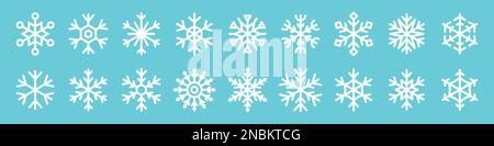 Set mit Schneeflockensymbolen für Weihnachten und Neujahr Stock Vektor