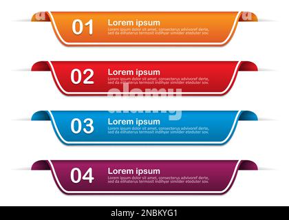 Infografik-Banner mit 4 Optionen, Schritten. Modellvorlage. Vektordarstellung Stock Vektor