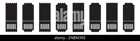 Satz leerer Ticket-Vorlage mit Barcode auf weißem Hintergrund Stock Vektor