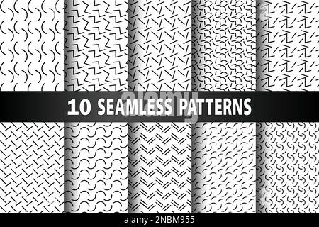 Funky memphis nahtlose Vektormuster. 80s und 90s Schulmode Schwarz-Weiß Texturhintergründe mit einfachen geometrischen Formen. Hintergrund mit einem Stock Vektor