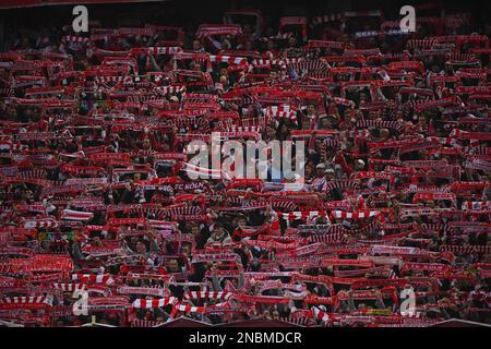 KÖLN, DEUTSCHLAND - 12.02.23: Das Spiel von 1. Bundesliga 1. FC Köln gegen Eintracht Frankfurt im Rhein Energie Stadion Stockfoto