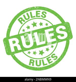 REGELTEXT auf grünem Stempelschild. Stockfoto