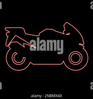 Neon-Motorrad-Silhouette Motorrad Sport-Bike rote Farbe Vektor Illustration Bild flache Leuchte Stock Vektor