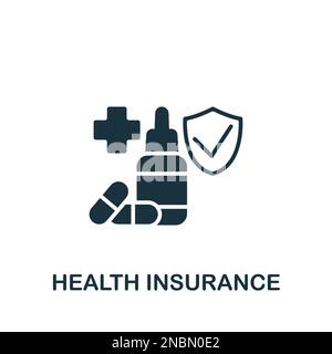 Symbol Krankenversicherung. Einfarbiges einfaches Schild aus der Sammlung der Mitarbeiterleistungen. Krankenversicherungssymbol für Logo, Vorlagen, Webdesign und Stock Vektor