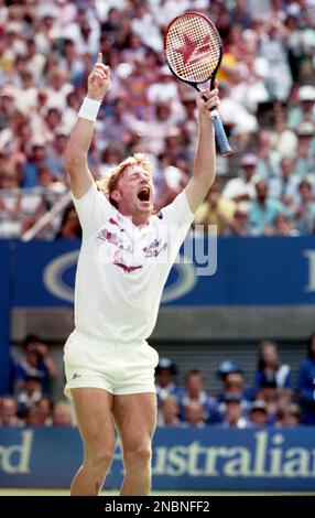 Australian Open Tennis Championships 1991 Boris Becker gewinnt das Finalfoto der Herren von Tony Henshaw Archive Stockfoto