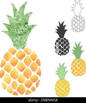 Ananas isoliert auf weiß. Vektordarstellung. Stock Vektor