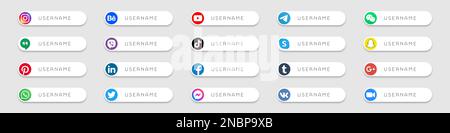 Sammlung von Bannern für Links zu sozialen Netzwerken Stock Vektor