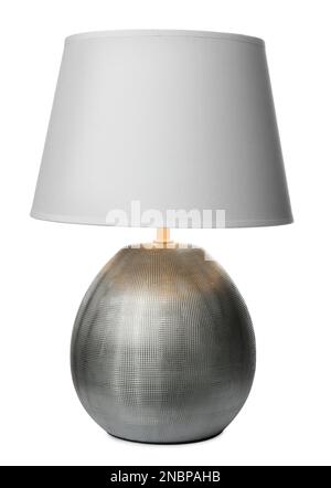 Stilvolle, moderne, auf Weiß isolierte Nachtlampe Stockfoto