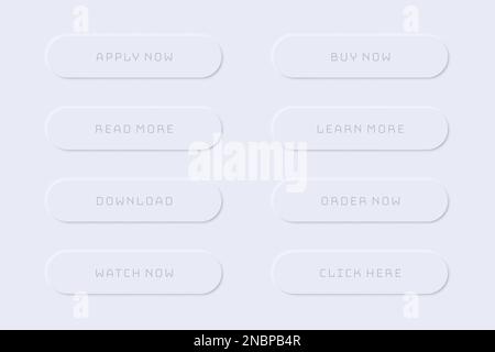 Minimalistische Web-Buttons-Sammlung in Grau mit Schatten Stock Vektor