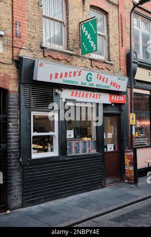 Franco's traditionelles italienisches Sandwich-Geschäft und Restaurant an der 67 Rivington St, London EC2A 3AY abseits der Curtain Road, Shoreditch, London Stockfoto