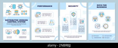 Vorlage für blaue Broschüre zum verteilten Versionskontrollsystem Stock Vektor