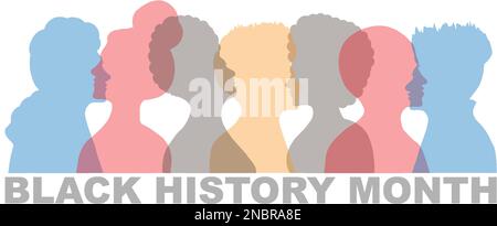 Abbildung: Personen, die Seite an Seite stehen. Schwarzer Geschichtsmonat Stock Vektor
