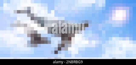 Zwei Wale fliegen in Wolken vor dem sonnigen blauen Himmelshintergrund realistische Komposition Vektordarstellung Stock Vektor