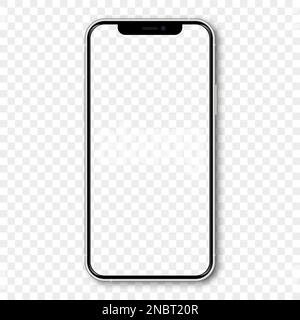 Silbernes iPhone-Modell mit leerem Bildschirm und Schatten Stock Vektor