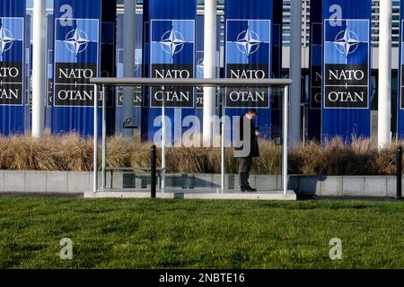 Brüssel, Belgien. 14. Februar 2023. NATO-Hauptquartier in Brüssel, Belgien, am 14. Februar 2023. Kredit: ALEXANDROS MICHAILIDIS/Alamy Live News Stockfoto