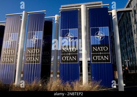 Brüssel, Belgien. 14. Februar 2023. NATO-Hauptquartier in Brüssel, Belgien, am 14. Februar 2023. Kredit: ALEXANDROS MICHAILIDIS/Alamy Live News Stockfoto