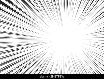 Manga-radiale Geschwindigkeitslinien für Comic-Effekt. Stock Vektor