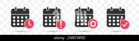 Gruppe von Kalendersymbolen auf transparentem Hintergrund Stock Vektor