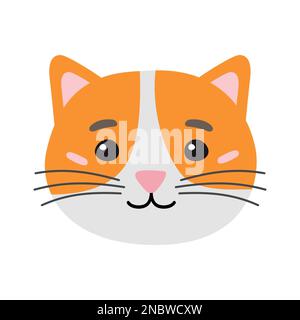 Vektor flacher, handgezeichneter Katzengesichtskopf Stock Vektor