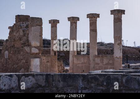 Ruinen des Hauses Theseus Villa im Paphos Archäologischen Park in Paphos Stadt, Zypern Inselland Stockfoto