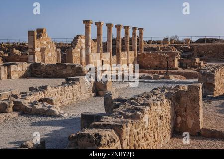 Ruinen des Hauses Theseus Villa im Paphos Archäologischen Park in Paphos Stadt, Zypern Inselland Stockfoto