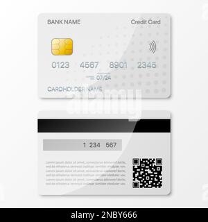 Kreditkartenmodell mit Schatten auf Vorder- und Rückseite Stock Vektor