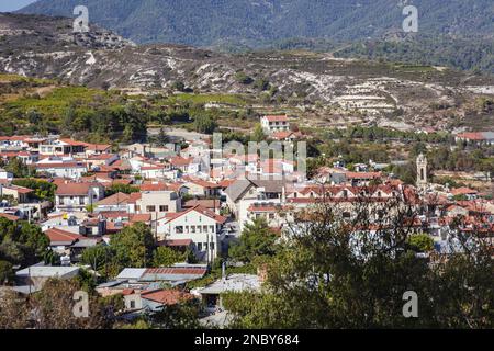 Omodos Stadt in den Troodos Bergen auf Zypern Inselland Stockfoto