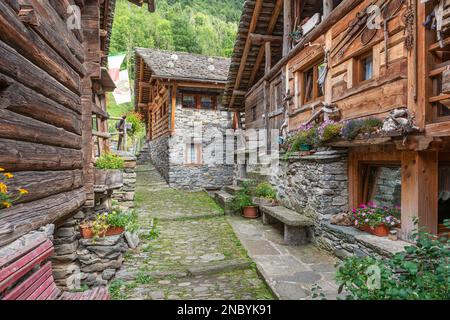 walser Houses, alagna valsesia, italien Stockfoto