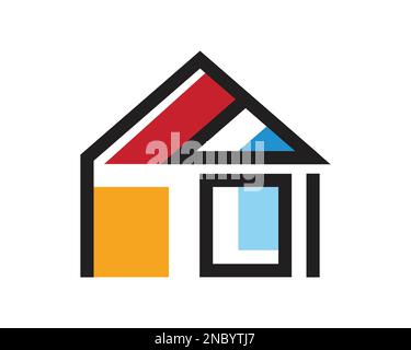 Einfaches, kreatives und farbenfrohes Immobiliensymbol Stock Vektor