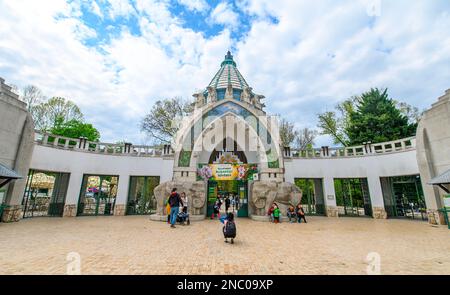 Budapest, Ungarn. Eintritt zum Budapester Zoo. Stockfoto