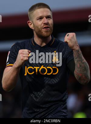 Adam Clayton von Bradford City während des Spiels Sky Bet League 2 im Lamex Stadium, Stevenage. Foto: Samstag, 11. Februar 2023. Stockfoto