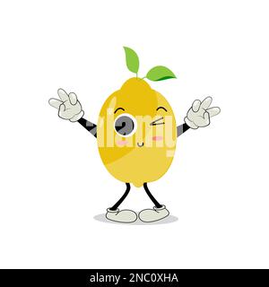 Zitronenmotiv. Vector Illustration Flat Zitrone Süße Charakterausdruck Emotionen Sammlung, minimalistischer Stil, Maskottchen Produkt. Stock Vektor