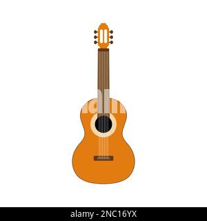 Isolierte klassische spanische Gitarre. Holzschnur. Vektordarstellung, flaches Design Stock Vektor