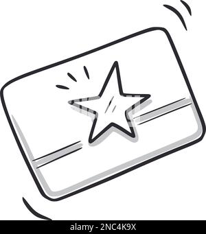 Bonuskarten-Symbol. Gutscheinkarte für Treueprogramm handgezogenes Symbol im Skizzenstil. Bonuspunkte, Discount-Programm-Doodle-Draw-Konzept. Vektordarstellung. Stock Vektor