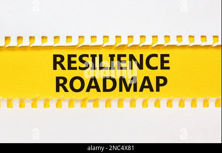 Roadmap-Symbol für Resilienz. Konzept „Resilience“-Roadmap in Gelb und Weiß. Wunderschöner gelb-weißer Hintergrund. Business und Residuen Stockfoto