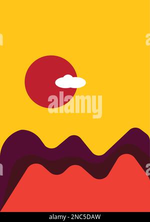 Abstrakte Landschaft mit moderner Kunstlandschaft und zeitgenössischen Boho-Kunstwerken für minimalistischen Hintergrund für Wandkunst und Dekor Stock Vektor