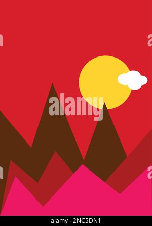 Abstrakte Landschaft mit moderner Kunstlandschaft und zeitgenössischen Boho-Kunstwerken für minimalistischen Hintergrund für Wandkunst und Dekor Stock Vektor
