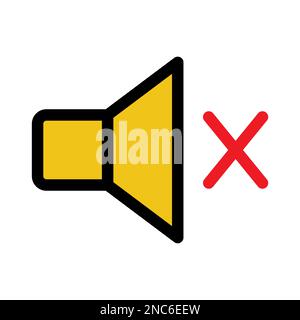 Symbolzeile für Stummschaltung isoliert auf weißem Hintergrund. Schwarzer, flacher Klassiker mit modernem Umriss. Lineares Symbol und bearbeitbare Kontur. Einfach und Pixel p Stock Vektor