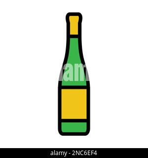 Symbollinie der Weinflasche isoliert auf weißem Hintergrund. Schwarzer, flacher Klassiker mit modernem Umriss. Lineares Symbol und bearbeitbare Kontur. Einfach und Pixel Stock Vektor