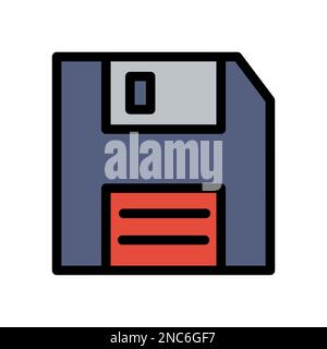 Disketten-Symbolzeile isoliert auf weißem Hintergrund. Schwarzer, flacher Klassiker mit modernem Umriss. Lineares Symbol und bearbeitbare Kontur. Einfach und Pixel Stock Vektor