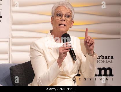 Jamie Lee Curtis spricht über ihre Karriere beim Santa Barbara International Film Festival 2023 für den Maltin Modern Master Award Stockfoto